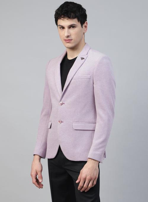 Mauve Knit Solid Uncrushable Peak Collar Jacket