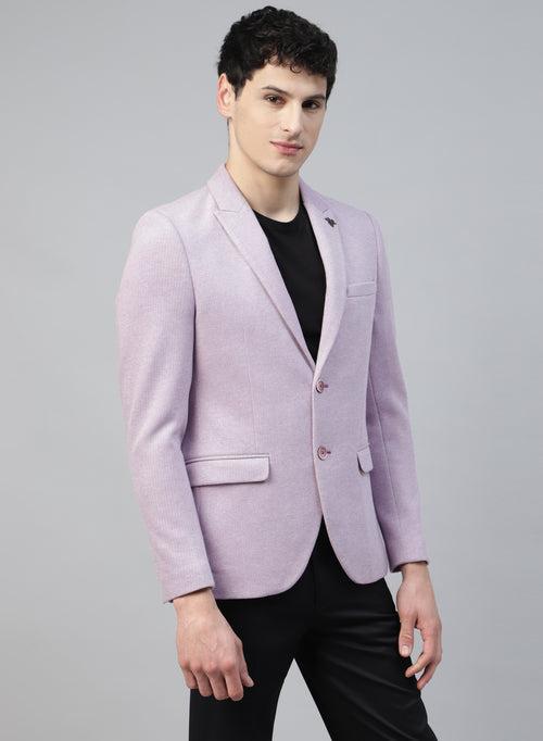 Mauve Knit Solid Uncrushable Peak Collar Jacket