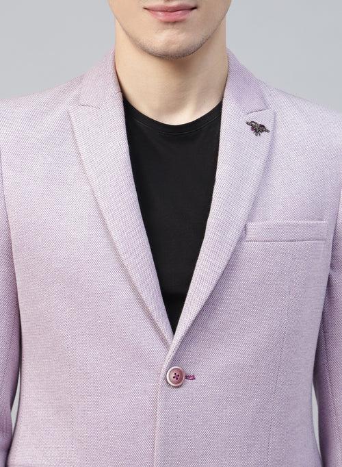 Mauve Knit Solid Uncrushable Peak Collar Jacket