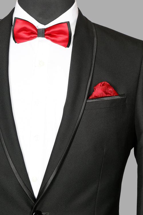 Black Solid Designer Shawl Collar Suit