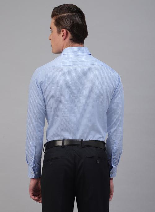 Light Blue 100% Cotton Printed Casual Shirt