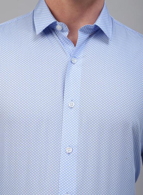 Light Blue 100% Cotton Printed Casual Shirt