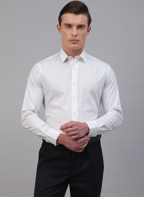 White 100% Cotton Printed Casual Shirt