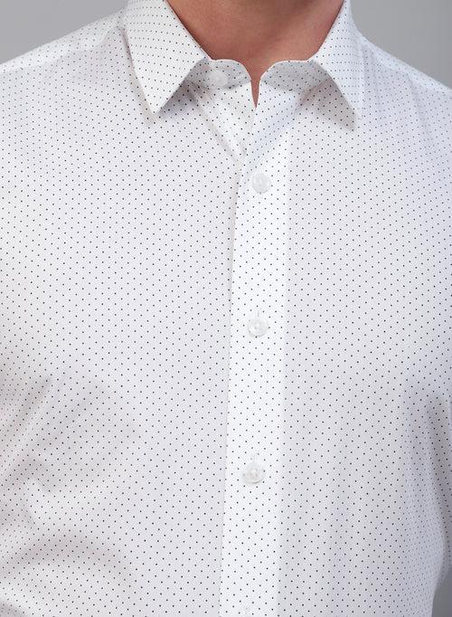 White 100% Cotton Printed Casual Shirt