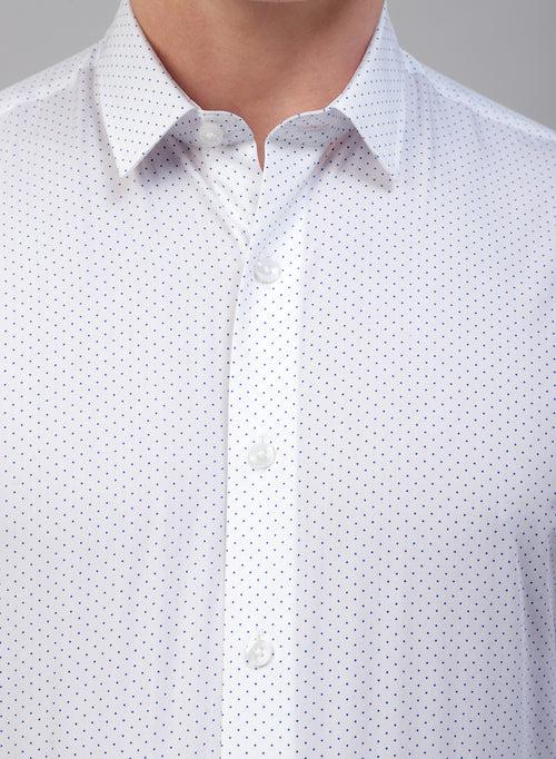 White 100% Cotton Printed Casual Shirt