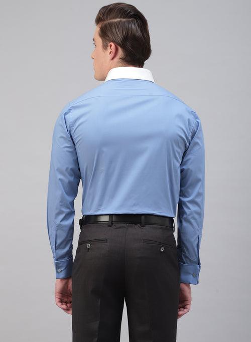 Blue 100% Cotton Solid Formal Shirt