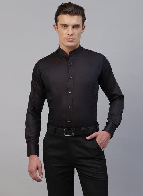 Dark Brown 100% Cotton Solid Evening wear Shirt