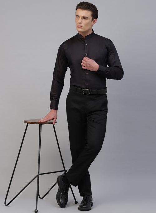 Dark Brown 100% Cotton Solid Evening wear Shirt