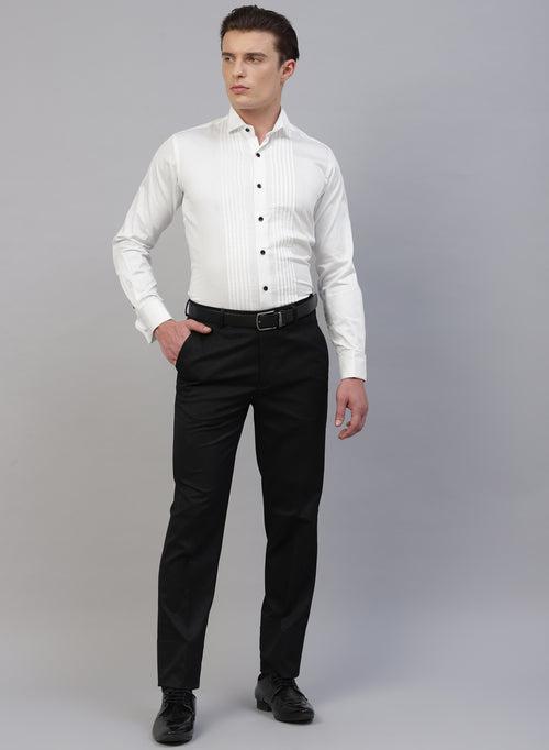 White Cotton Wing Collar Tuxedo Shirt