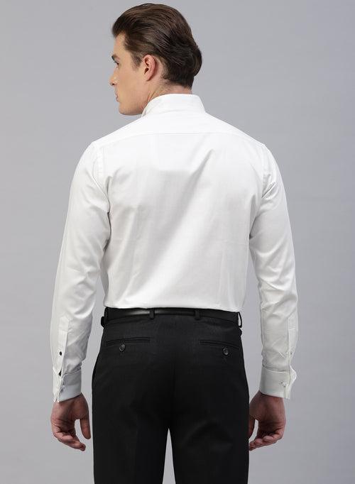 White Cotton Wing Collar Tuxedo Shirt
