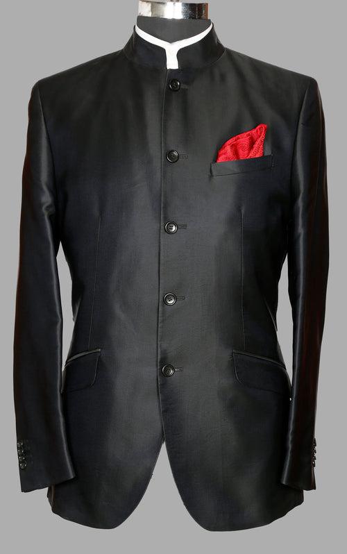 Black Solid Designer Bandhgala Suit
