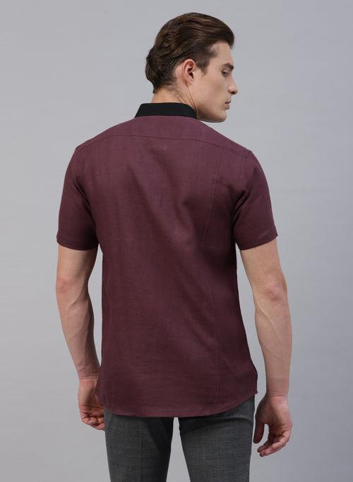 Maroon Linen Half Sleeve Shirt