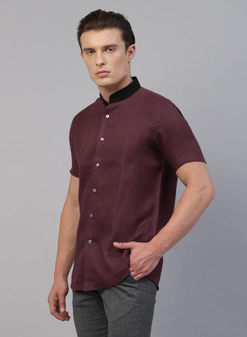 Maroon Linen Half Sleeve Shirt