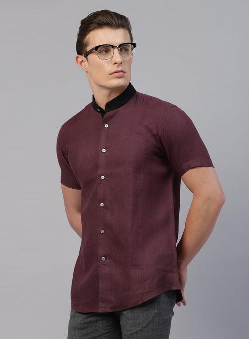 Maroon Linen Half Sleeve Shirt