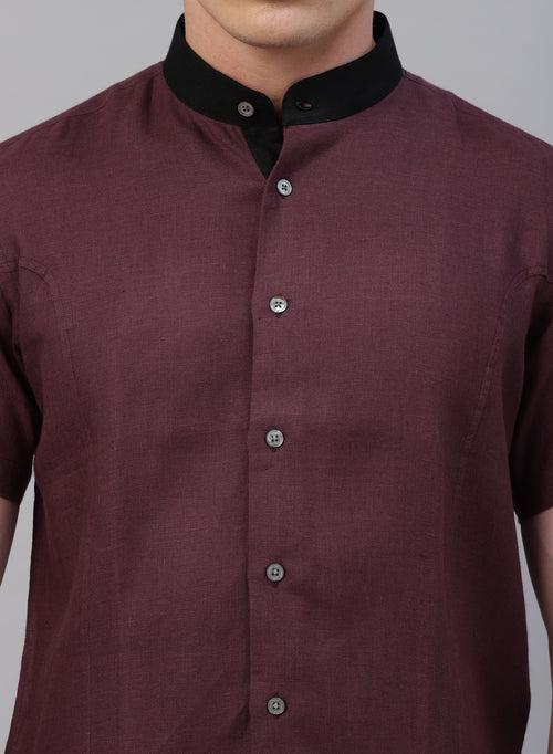 Maroon Linen Half Sleeve Shirt