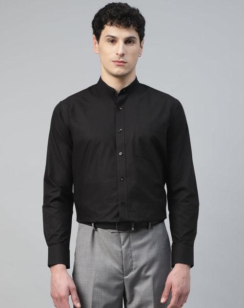 Black Cotton Structured Evening Wear Shirt
