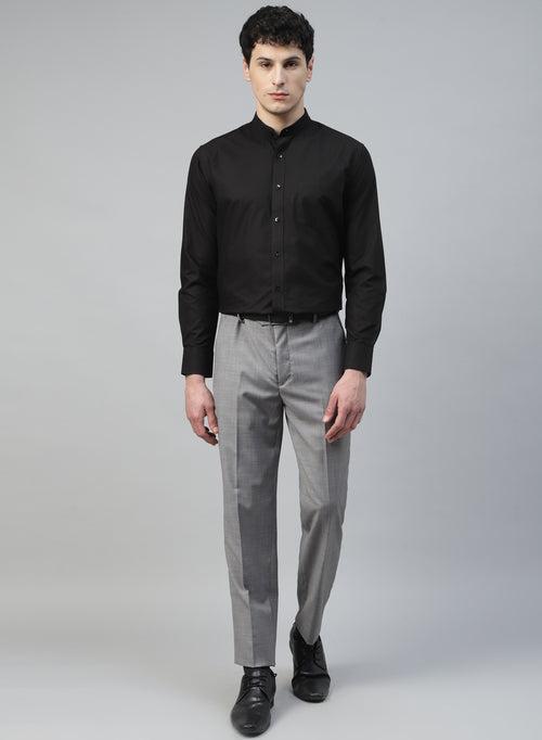 Black Cotton Structured Evening Wear Shirt