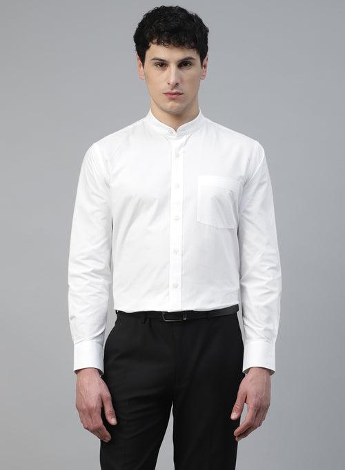 White Cotton Structured Evening Wear Shirt