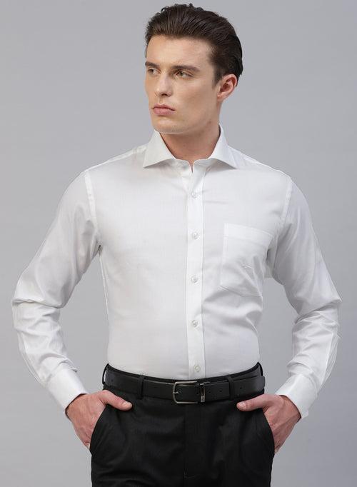 White Cotton Structured Full Sleeve Shirt