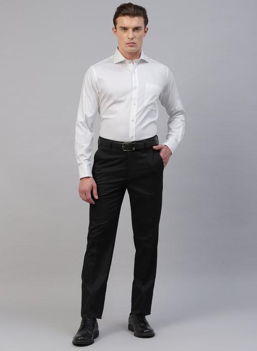 White Cotton Structured Full Sleeve Shirt