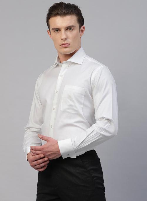 White Cotton Structured Full Sleeve Shirt