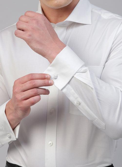 White Cotton Structured Full Sleeve Shirt
