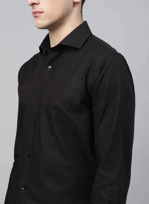 Black Cotton Structured Cufflink Evening Wear Shirt