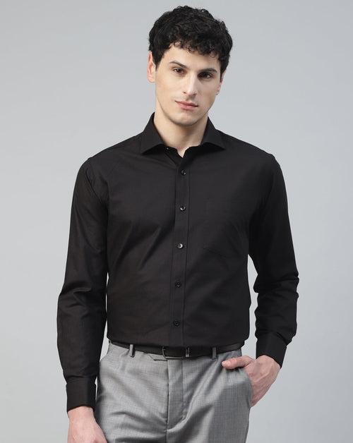 Black Cotton Structured Cufflink Evening Wear Shirt