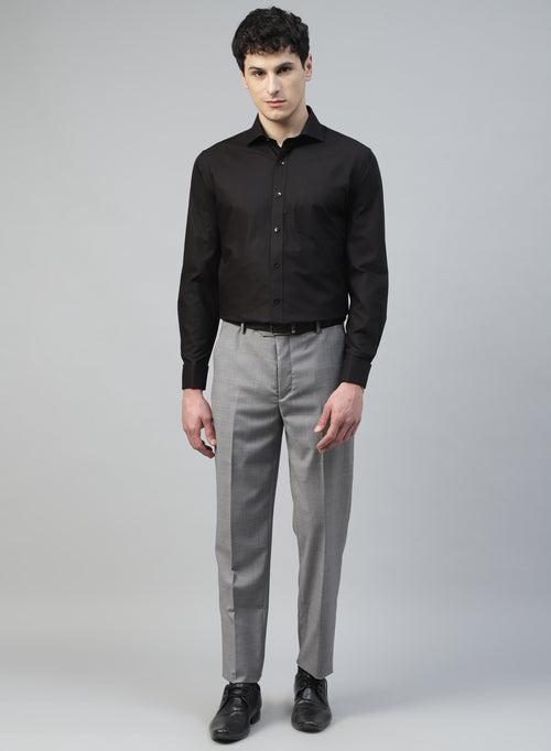 Black Cotton Structured Cufflink Evening Wear Shirt