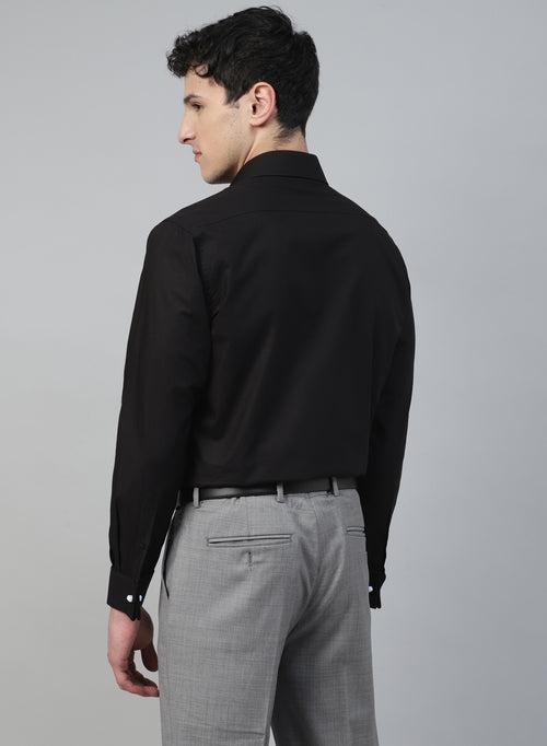 Black Cotton Structured Cufflink Evening Wear Shirt