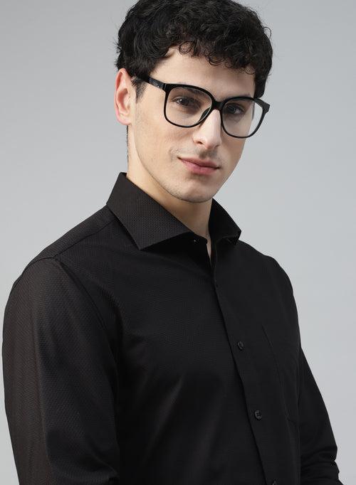 Black Cotton Structured Cufflink Evening Wear Shirt