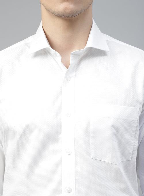 White Cotton Structured Cufflink Shirt