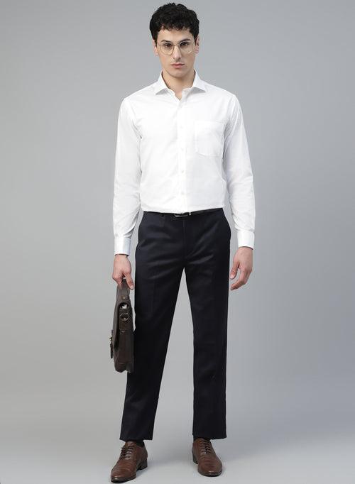 White Cotton Structured Cufflink Shirt