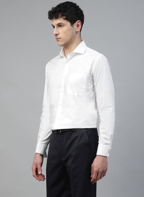 White Cotton Structured Cufflink Shirt