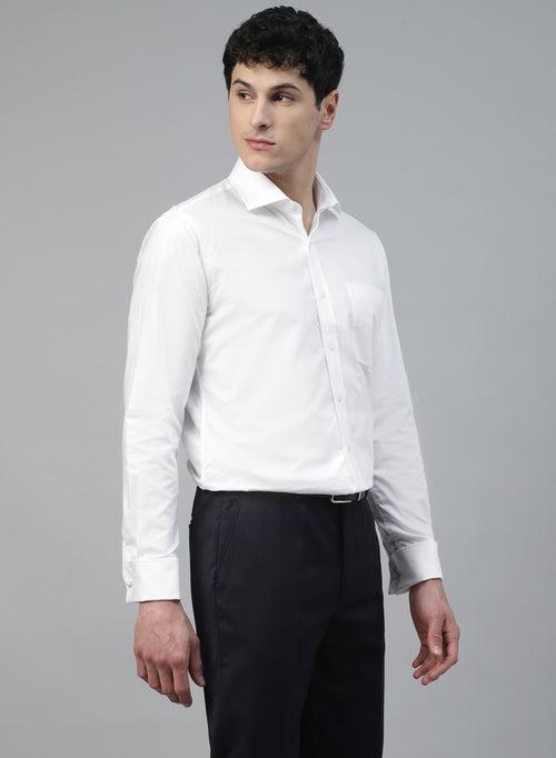 White Cotton Structured Cufflink Shirt
