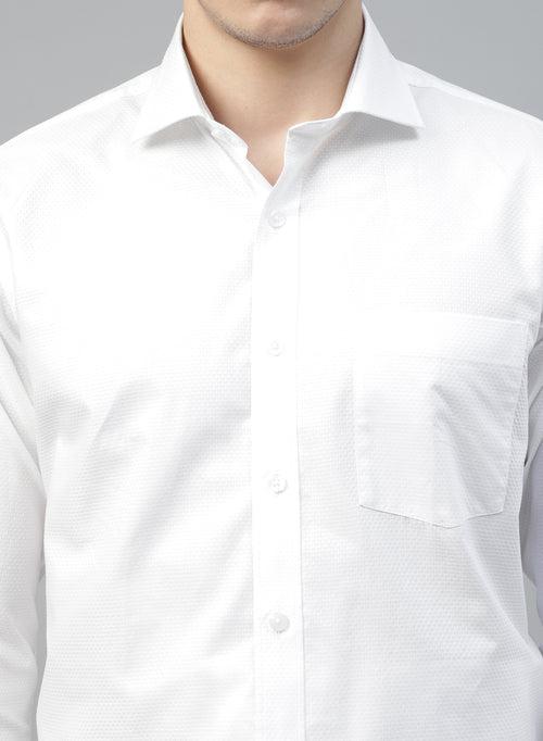 White Cotton Structured Cufflink Shirt