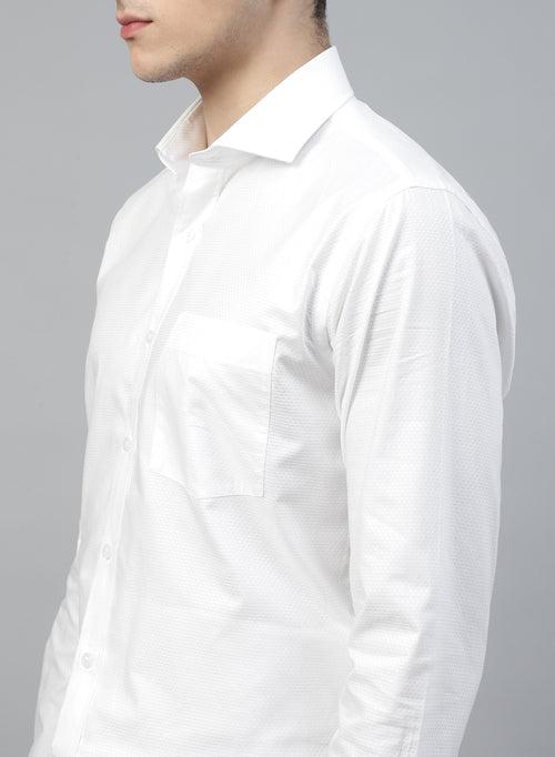 White Cotton Structured Cufflink Shirt