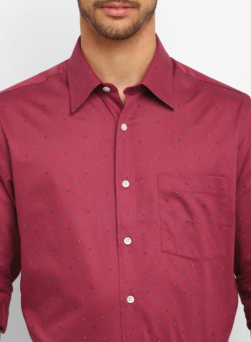 Red Cotton Printed Casual Shirt