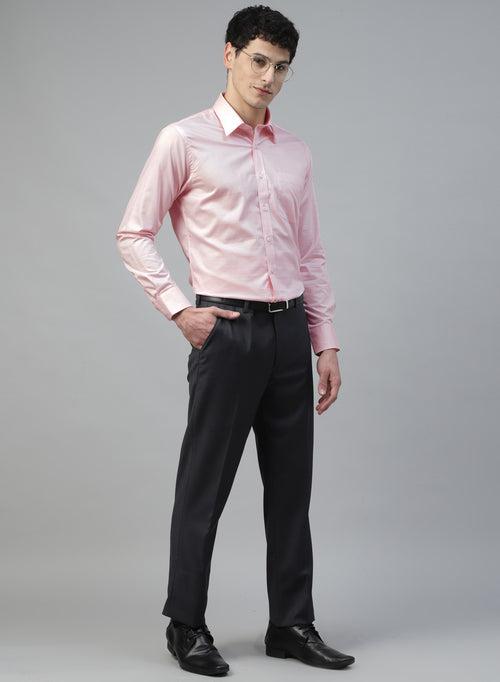 Pink 100% Cotton Solid Formal Shirt