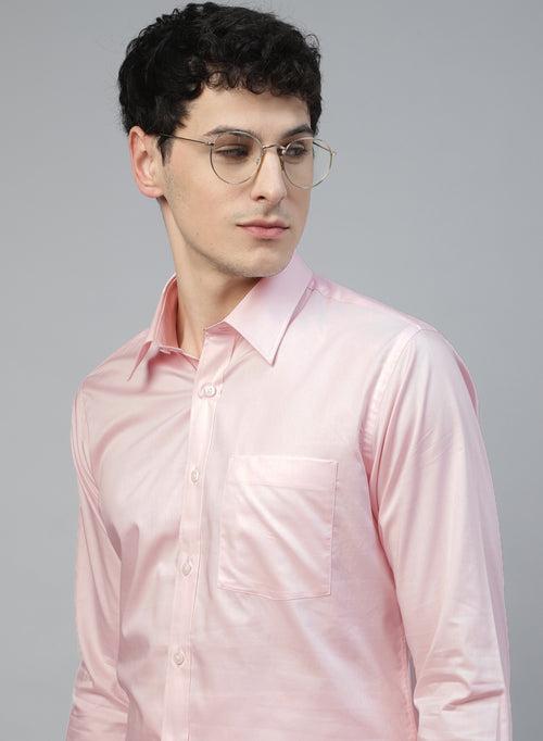 Pink 100% Cotton Solid Formal Shirt