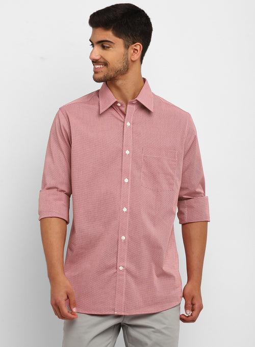 Onion Pink Cotton Checks Casual Shirt