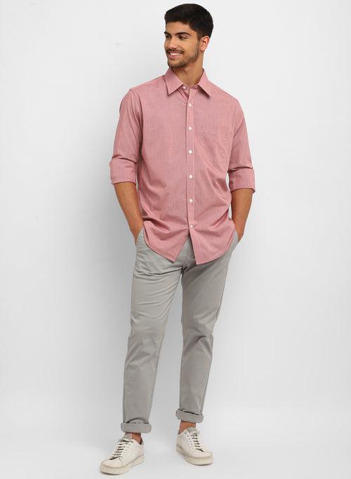 Onion Pink Cotton Checks Casual Shirt