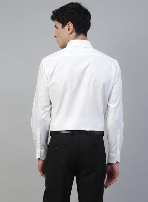 White Cotton Structured Full Sleeve Shirt