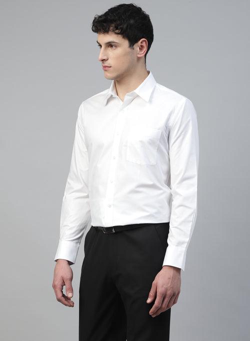 White Cotton Structured Full Sleeve Shirt