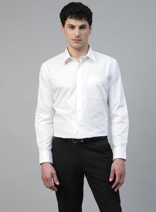 White Cotton Structured Full Sleeve Shirt