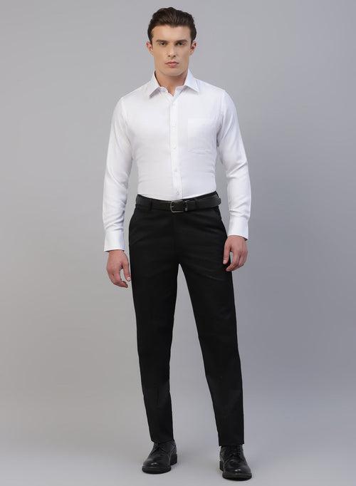 White Bamboo Rayon Solid Formal Shirt