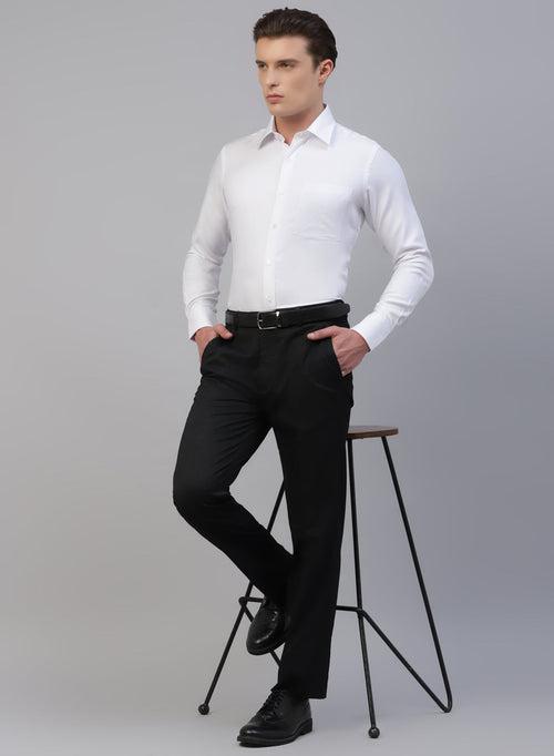 White Bamboo Rayon Solid Formal Shirt