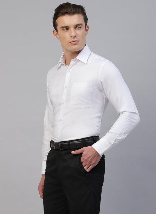 White Bamboo Rayon Solid Formal Shirt