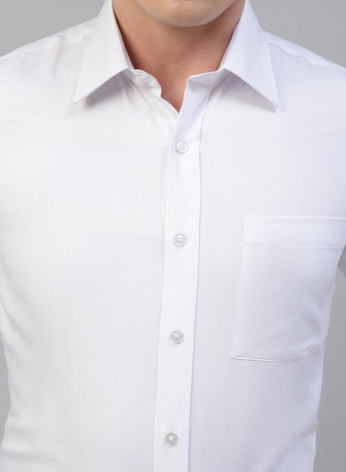 White Bamboo Rayon Solid Formal Shirt