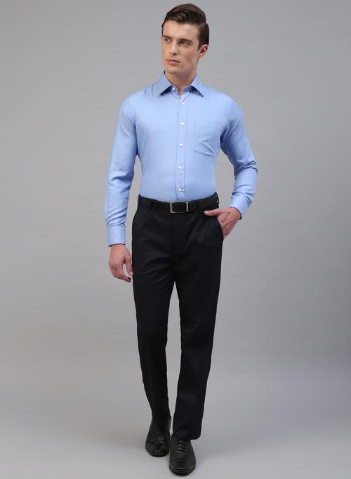 Blue Bamboo Rayon Solid Formal Shirt